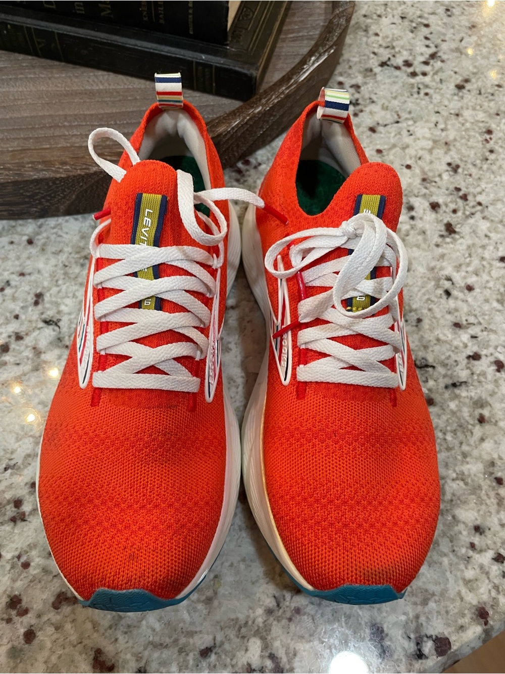 Brooks Bright Orange Knit Sneakers with White Laces
